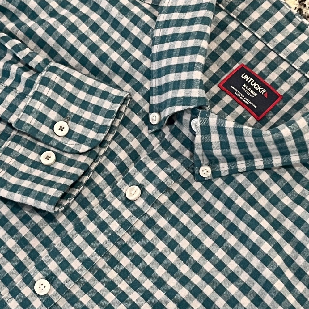 UNTUCKit Bergstrom Shirt Mens XL Green Long Sleeve Button Up Flannel